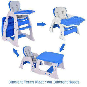 3 in 1 Infant Table and Chair Set Baby High Chair-Beige Blue High Chairs