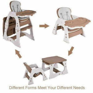3 in 1 Infant Table and Chair Set Baby High Chair-Beige Blue High Chairs