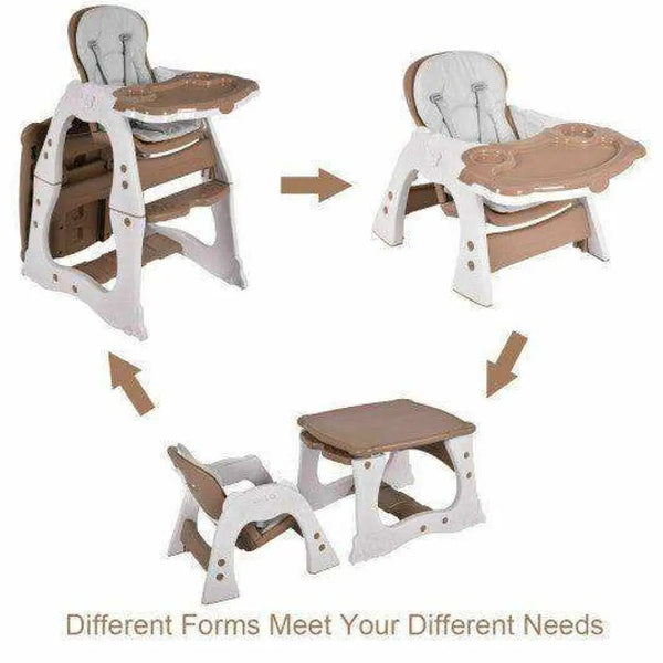 3 in 1 Infant Table and Chair Set Baby High Chair-Beige Blue High Chairs