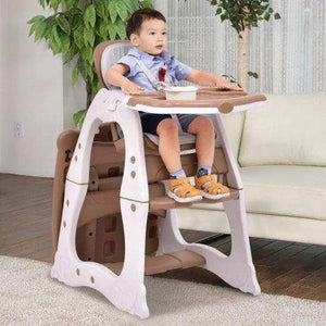 3 in 1 Infant Table and Chair Set Baby High Chair-Beige Blue High Chairs
