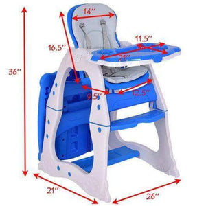 3 in 1 Infant Table and Chair Set Baby High Chair-Beige Blue High Chairs