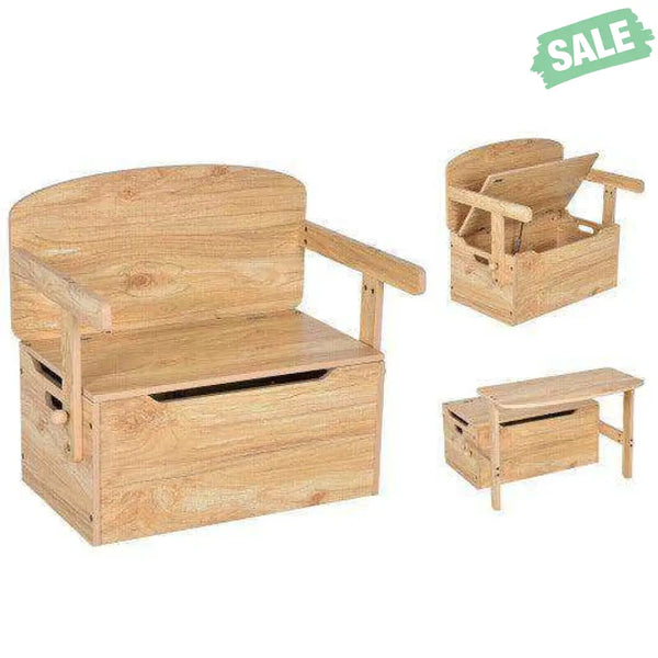 3-in-1 Kids Convertible Storage Bench Wood Activity Table and Chair Set-White White Kids Table & Chair Sets