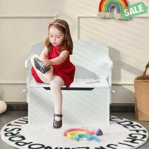 3-in-1 Kids Convertible Storage Bench Wood Activity Table and Chair Set-White White Kids Table & Chair Sets