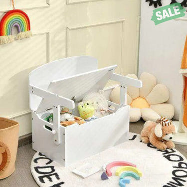 3-in-1 Kids Convertible Storage Bench Wood Activity Table and Chair Set-White White Kids Table & Chair Sets