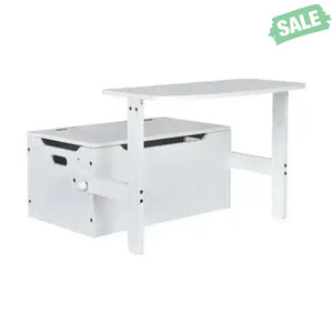 3-in-1 Kids Convertible Storage Bench Wood Activity Table and Chair Set-White White Kids Table & Chair Sets
