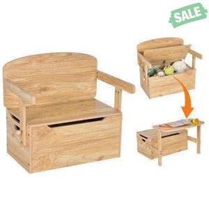 3-in-1 Kids Convertible Storage Bench Wood Activity Table and Chair Set-White White Kids Table & Chair Sets