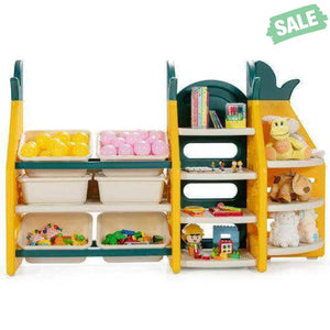 3-in-1 Kids Toy Storage Organizer with Bookshelf Corner Rack Kids Storage