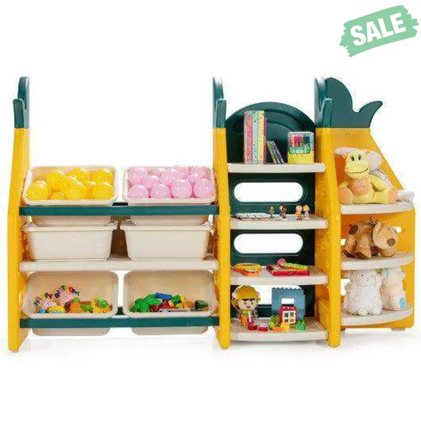 3-in-1 Kids Toy Storage Organizer with Bookshelf Corner Rack Kids Storage