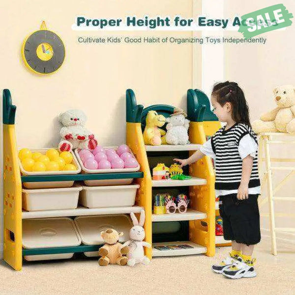 3-in-1 Kids Toy Storage Organizer with Bookshelf Corner Rack Kids Storage