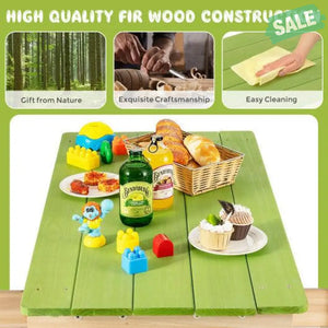 3-in-1 Outdoor Wooden Kids Water Sand Table with Play Boxes Kids Table & Chair Sets