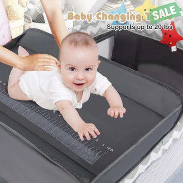 3-in-1 Portable Baby Playard with Zippered Door and Toy Bar-Gray