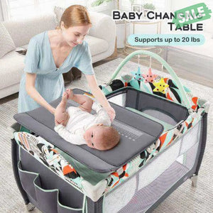 3-in-1 Portable Baby Playard with Zippered Door and Toy Bar-Blue