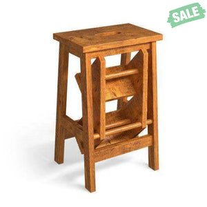 3-in-1 Rubber Wood Step Stool with Convenient Handle-Brown Brown Toddler & Kids Furniture