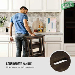 3-in-1 Rubber Wood Step Stool with Convenient Handle-Brown Brown Toddler & Kids Furniture