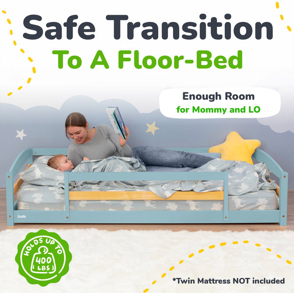 Twin Montessori-Inspired Floor Bed with Guardrails
