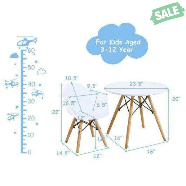 3 Pieces Kid’s Modern Round Table Chair Set Kids Table & Chair Sets