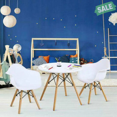 3 Pieces Kid’s Modern Round Table Chair Set Kids Table & Chair Sets