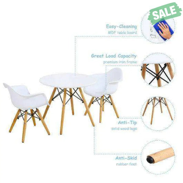 3 Pieces Kid’s Modern Round Table Chair Set Kids Table & Chair Sets