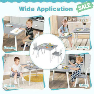 3 Pieces Kids Table and Chairs Set for Arts Crafts Snack Time-White White Kids Table & Chair Sets