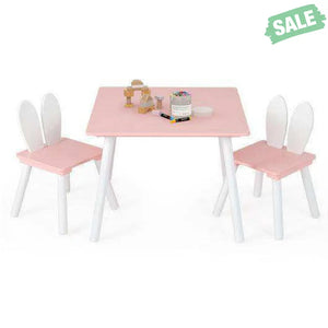 3 Pieces Kids Table and Chairs Set for Arts Crafts Snack Time-White White Kids Table & Chair Sets