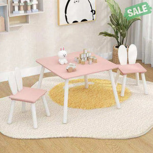 3 Pieces Kids Table and Chairs Set for Arts Crafts Snack Time-White White Kids Table & Chair Sets