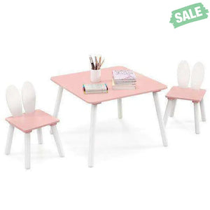 3 Pieces Kids Table and Chairs Set for Arts Crafts Snack Time-White White Kids Table & Chair Sets