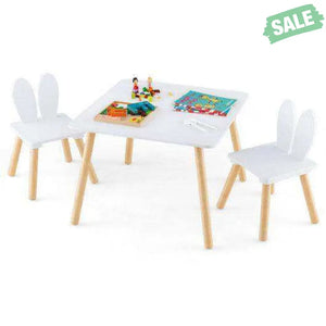 3 Pieces Kids Table and Chairs Set for Arts Crafts Snack Time-White White Kids Table & Chair Sets