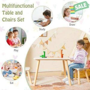3 Pieces Kids Table and Chairs Set for Arts Crafts Snack Time-White White Kids Table & Chair Sets