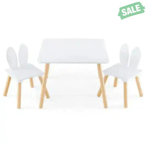 3 Pieces Kids Table and Chairs Set for Arts Crafts Snack Time-White White Kids Table & Chair Sets