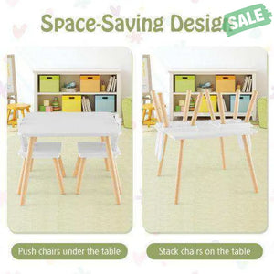 3 Pieces Kids Table and Chairs Set for Arts Crafts Snack Time-White White Kids Table & Chair Sets
