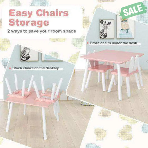 3 Pieces Kids Table and Chairs Set for Arts Crafts Snack Time-White White Kids Table & Chair Sets