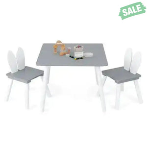 3 Pieces Kids Table and Chairs Set for Arts Crafts Snack Time-White White Kids Table & Chair Sets