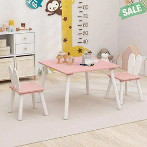 3 Pieces Kids Table and Chairs Set for Arts Crafts Snack Time-White White Kids Table & Chair Sets