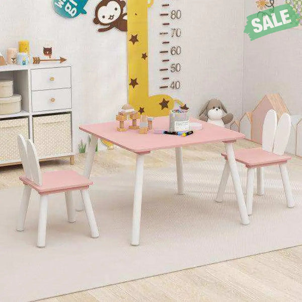 3 Pieces Kids Table and Chairs Set for Arts Crafts Snack Time-White White Kids Table & Chair Sets