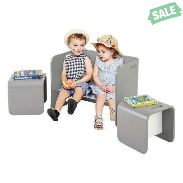 3 Pieces Kids Wooden Table and Chair Set-Natural Natural Kids Table & Chair Sets