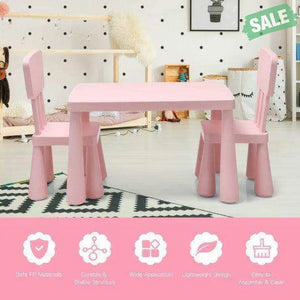3 Pieces Toddler Multi Activity Play Dining Study Kids Table and Chair Set-Blue Blue Kids Table & Chair Sets