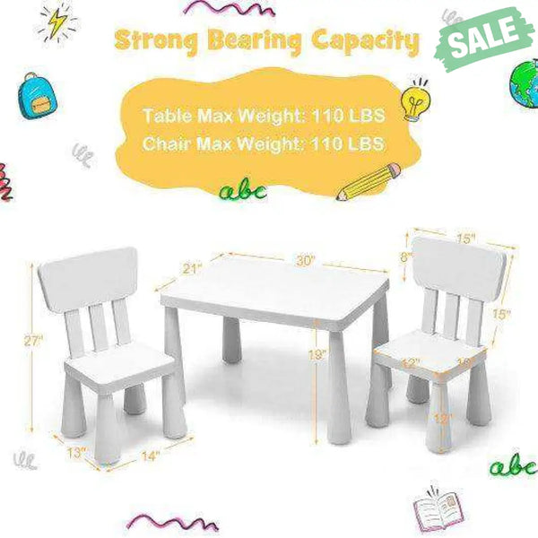 3 Pieces Toddler Multi Activity Play Dining Study Kids Table and Chair Set-Blue Blue Kids Table & Chair Sets