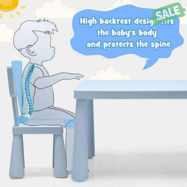 3 Pieces Toddler Multi Activity Play Dining Study Kids Table and Chair Set-Blue Blue Kids Table & Chair Sets