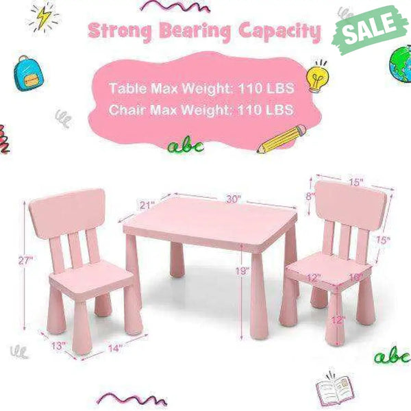 3 Pieces Toddler Multi Activity Play Dining Study Kids Table and Chair Set-Blue Blue Kids Table & Chair Sets