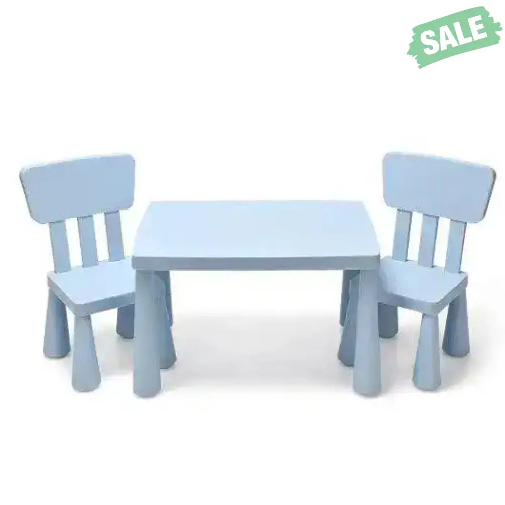 3 Pieces Toddler Multi Activity Play Dining Study Kids Table and Chair Set-Blue Blue Kids Table & Chair Sets