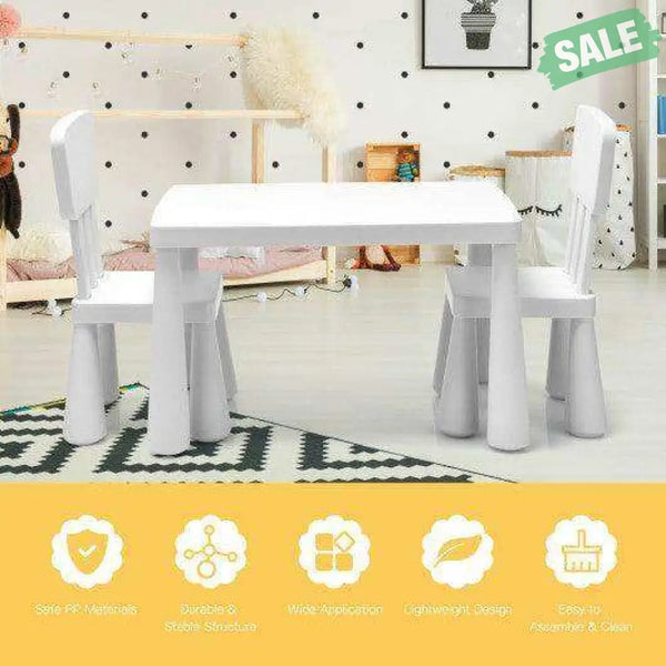 3 Pieces Toddler Multi Activity Play Dining Study Kids Table and Chair Set-Blue Blue Kids Table & Chair Sets