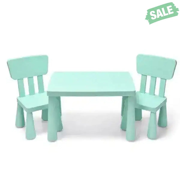 3 Pieces Toddler Multi Activity Play Dining Study Kids Table and Chair Set-Blue Blue Kids Table & Chair Sets