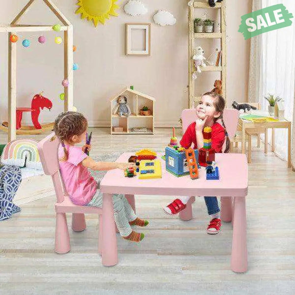 3 Pieces Toddler Multi Activity Play Dining Study Kids Table and Chair Set-Blue Blue Kids Table & Chair Sets