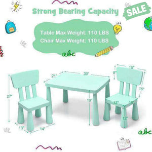 3 Pieces Toddler Multi Activity Play Dining Study Kids Table and Chair Set-Blue Blue Kids Table & Chair Sets