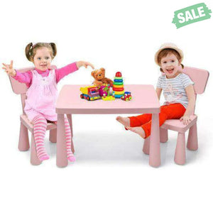 3 Pieces Toddler Multi Activity Play Dining Study Kids Table and Chair Set-Blue Blue Kids Table & Chair Sets