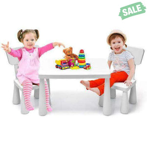 3 Pieces Toddler Multi Activity Play Dining Study Kids Table and Chair Set-Blue Blue Kids Table & Chair Sets