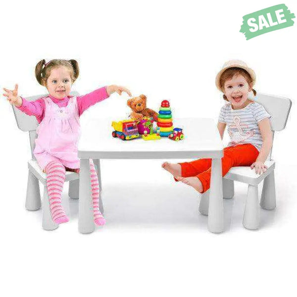 3 Pieces Toddler Multi Activity Play Dining Study Kids Table and Chair Set-Blue Blue Kids Table & Chair Sets