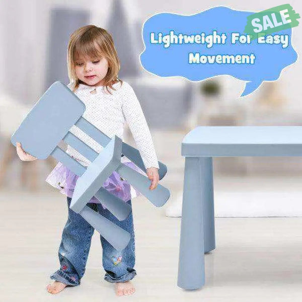 3 Pieces Toddler Multi Activity Play Dining Study Kids Table and Chair Set-Blue Blue Kids Table & Chair Sets
