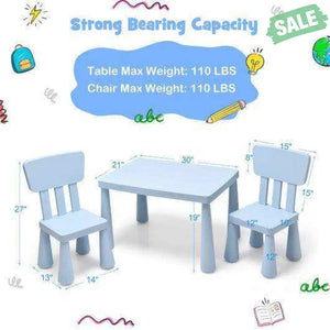 3 Pieces Toddler Multi Activity Play Dining Study Kids Table and Chair Set-Blue Blue Kids Table & Chair Sets