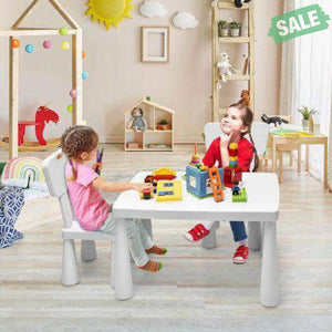 3 Pieces Toddler Multi Activity Play Dining Study Kids Table and Chair Set-Blue Blue Kids Table & Chair Sets